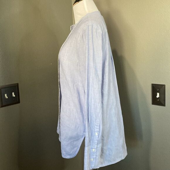 Jcrew blue white cotton Tunic lightweight top - Picture 11 of 12